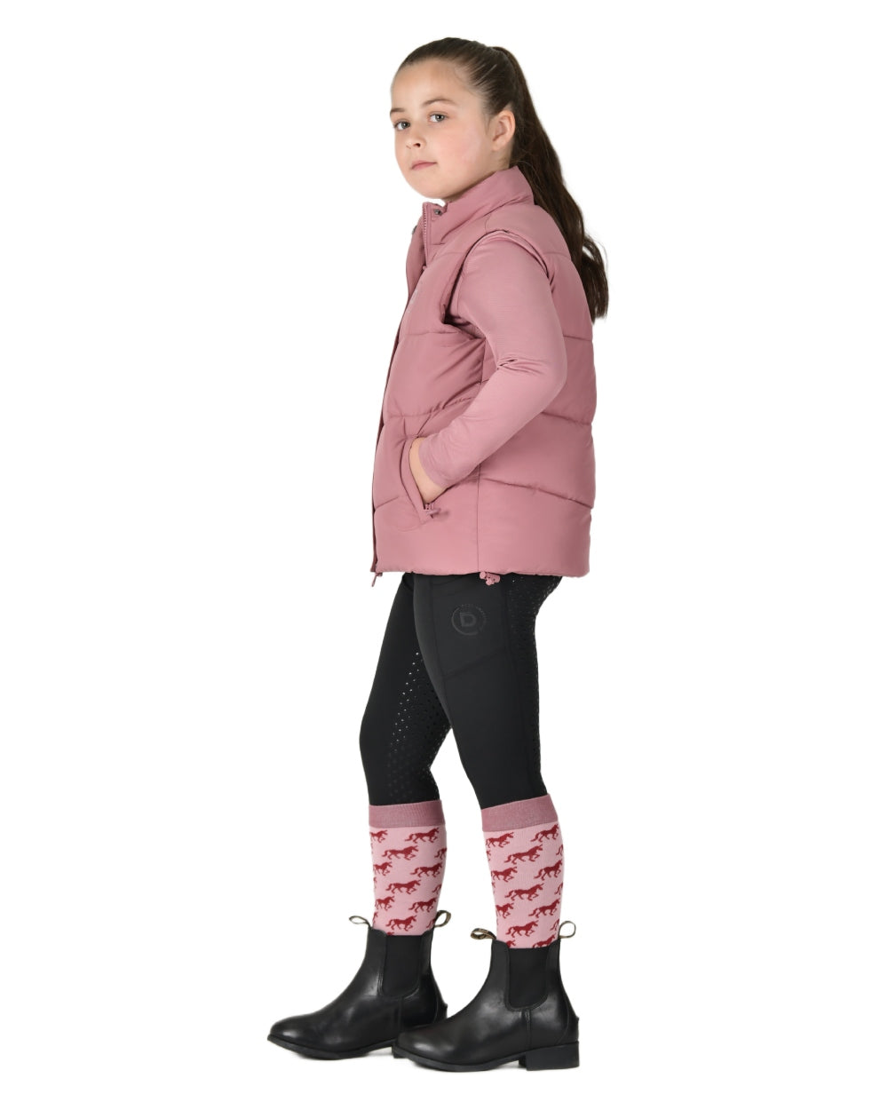 Dusty Rose coloured Dublin Kids Puffer Body Warmer on white background