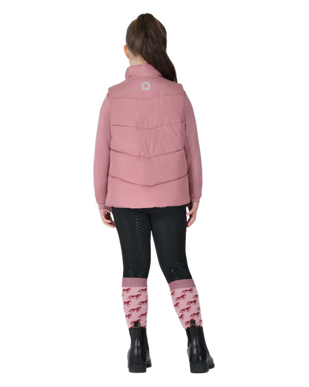 Dusty Rose coloured Dublin Kids Puffer Body Warmer on white background