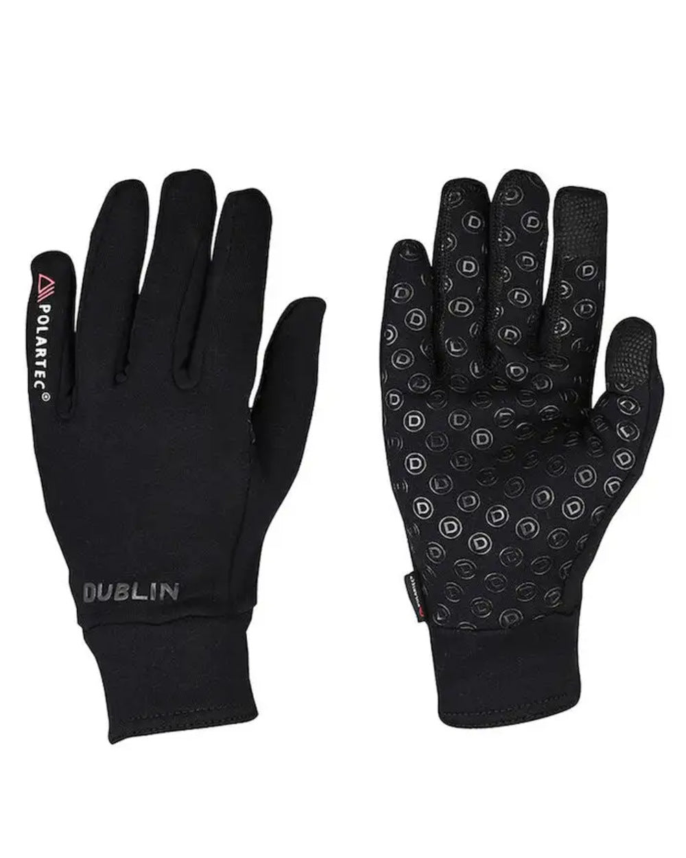 Black Coloured Dublin Polartec Fleece Riding Gloves on white background