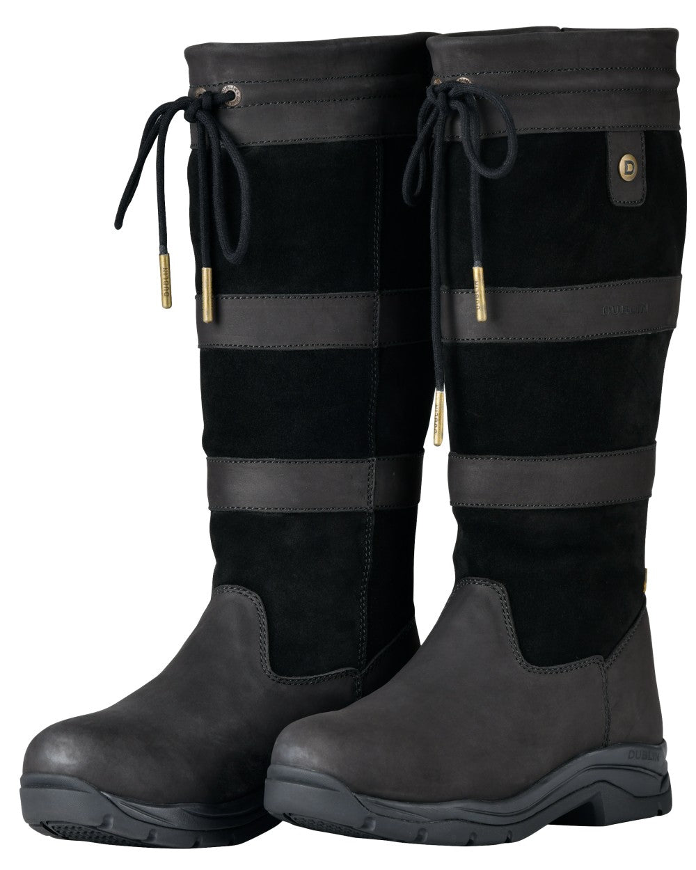 Black Coloured Dublin River Boots IV on white background