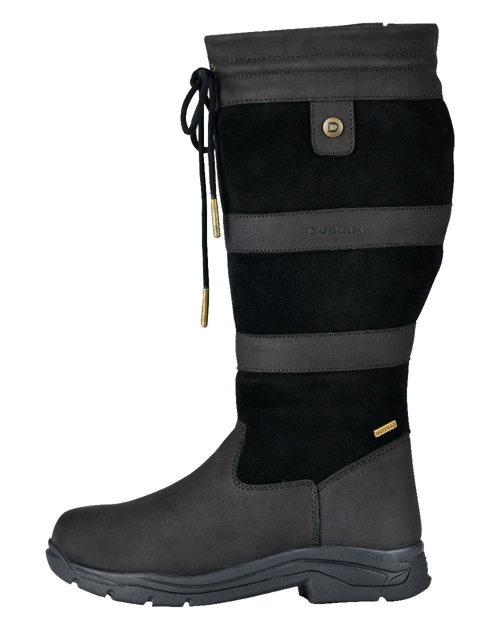 Black Coloured Dublin River Boots IV on white background