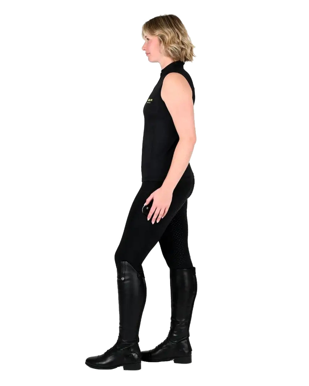 Black coloured Dublin Sammy Sleeveless Riding Top on white background