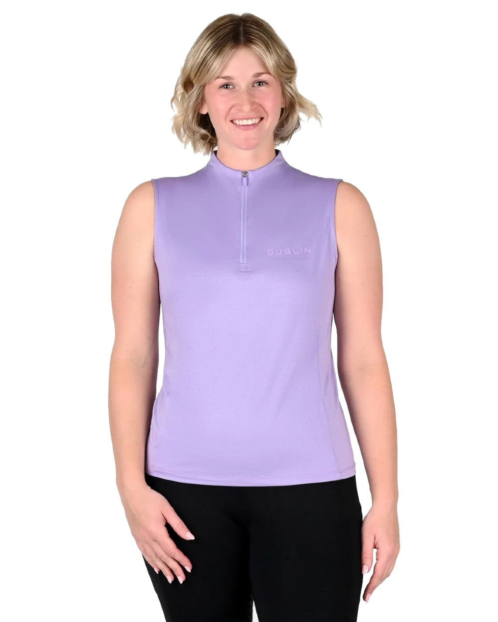 Mauve coloured Dublin Sammy Sleeveless Riding Top on white background