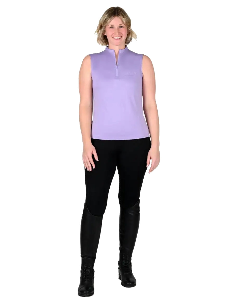Mauve coloured Dublin Sammy Sleeveless Riding Top on white background