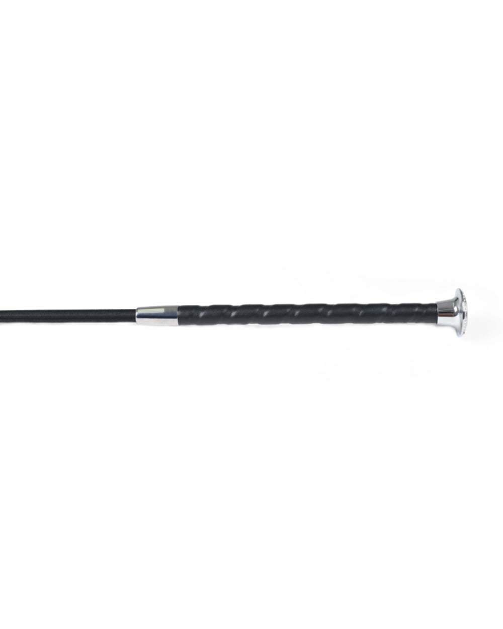 Black Coloured Dublin Strassy Crop Dressage Whip on white background