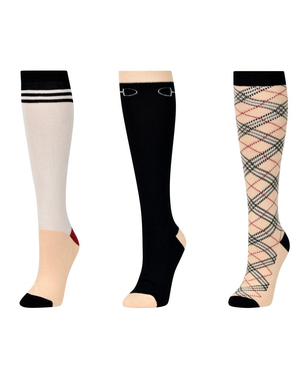 London Check Coloured Dublin Three Pack Socks on white background