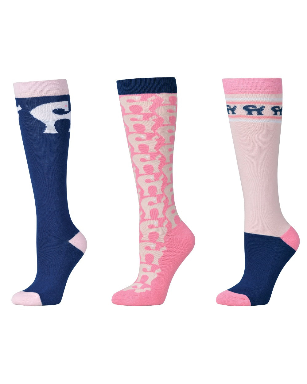 True Navy Pink Tulle Pony Coloured Dublin Three Pack Socks on white background