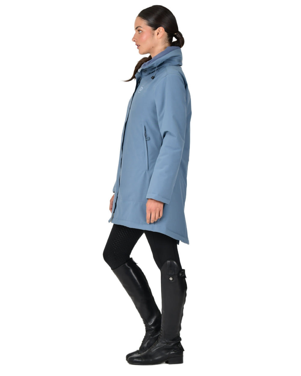Denim coloured Dublin Womens Everyday Waterproof Jacket on white background