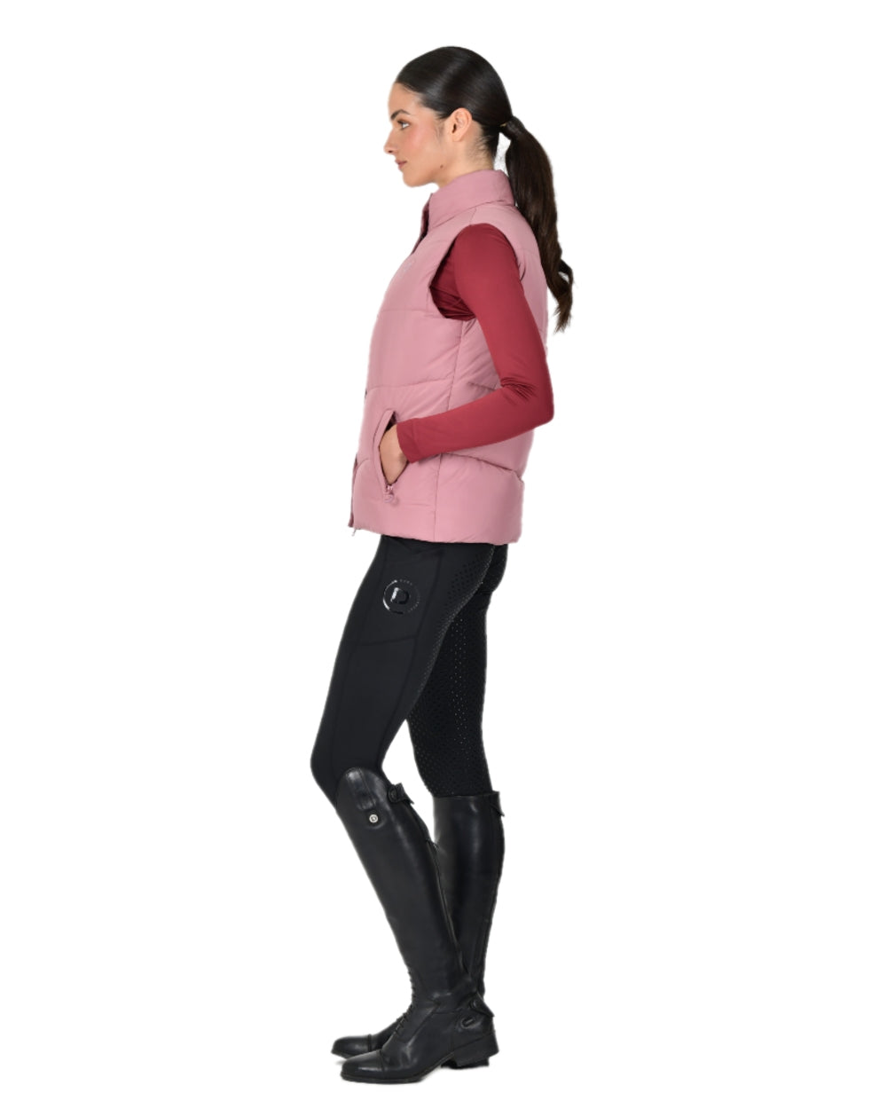 Dusty Rose coloured Dublin Womens Puffer Body Warmer on white background