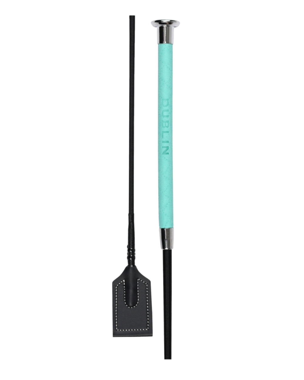 Turquoise Coloured Dublin Fancy Stitch Leather Crop on white background