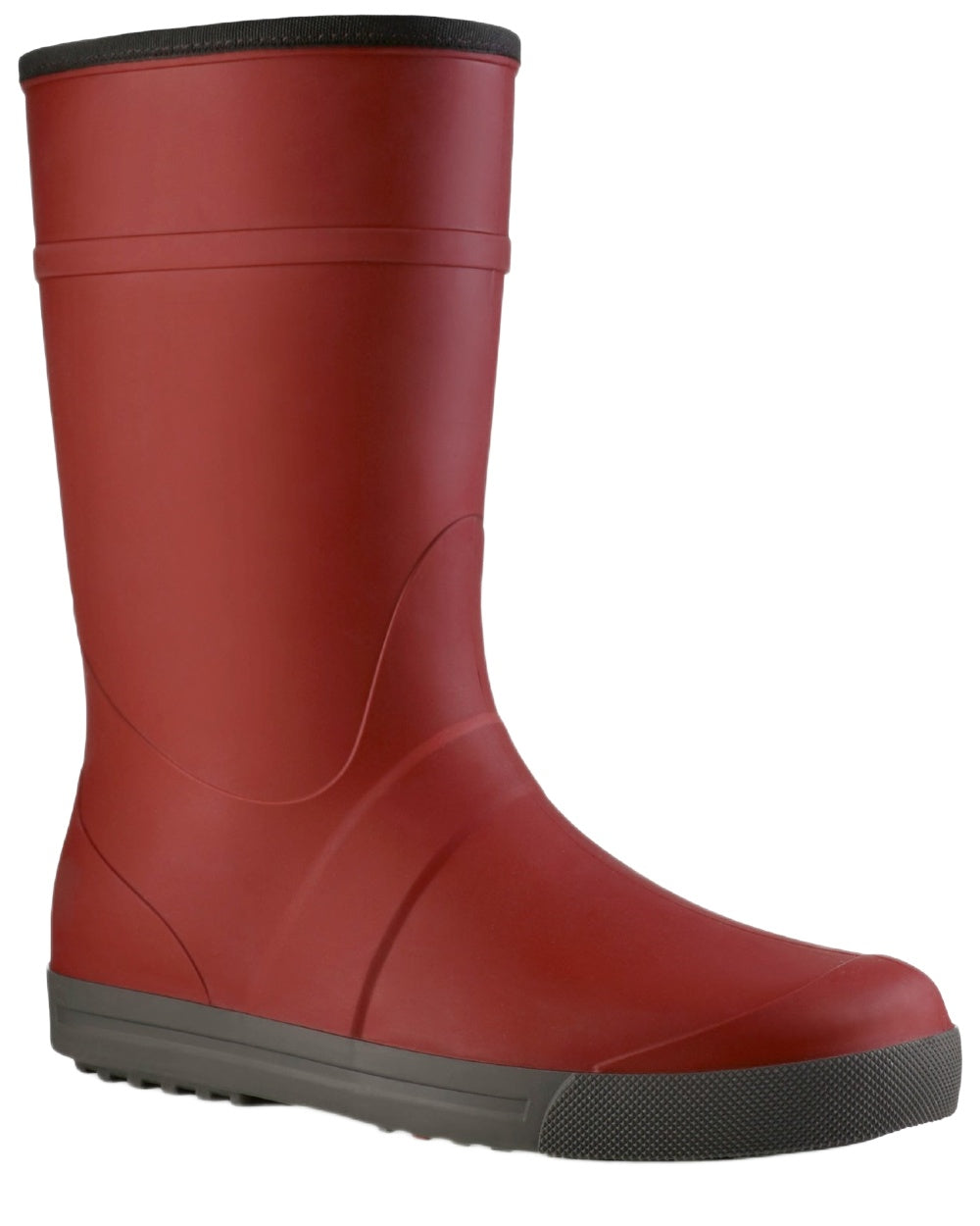Burgundy coloured Dunlop Womens Amsterdammer Wellingtons on white background