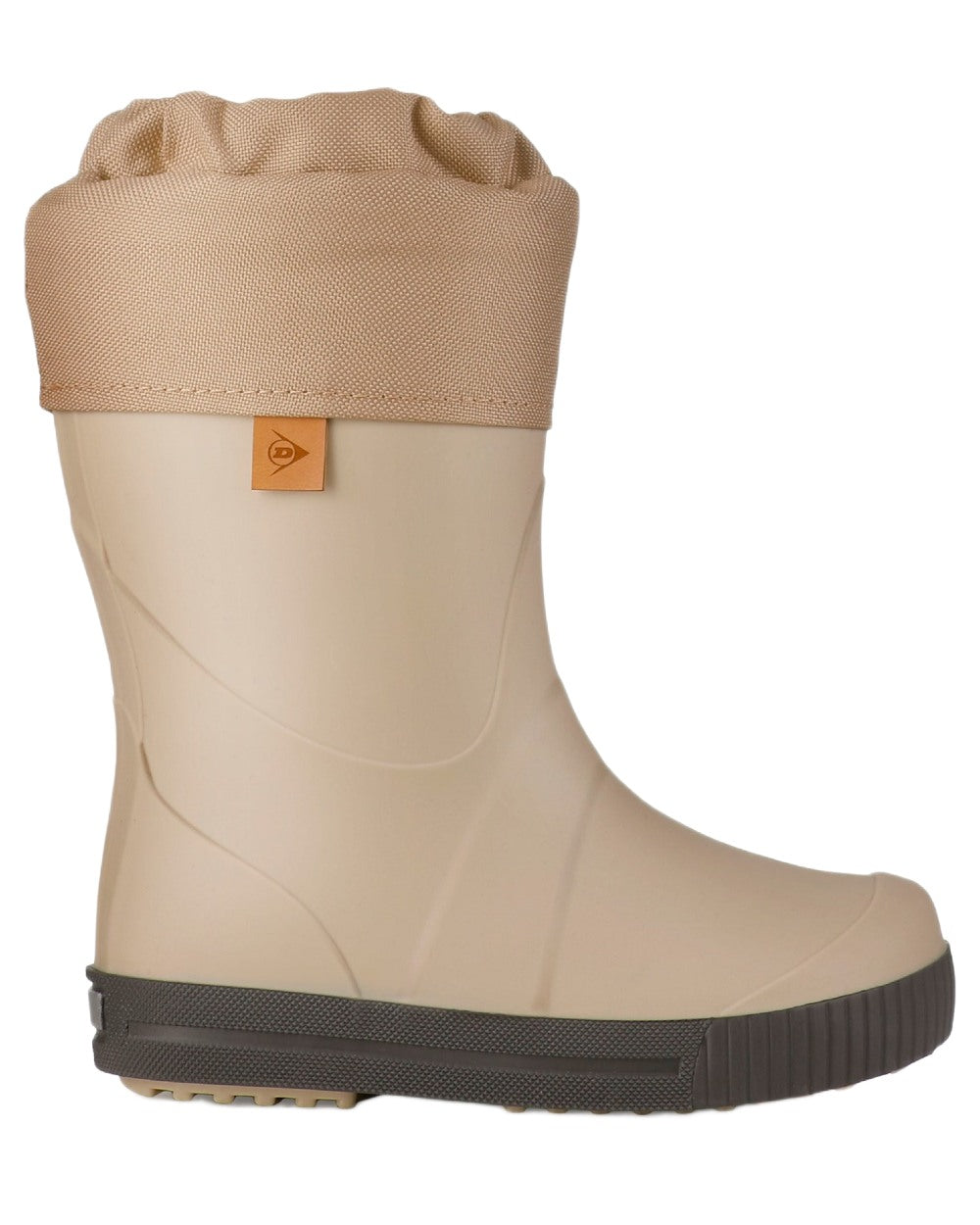 Beige coloured Dunlop Childrens Puddle Jumper Faux Fur Lined Wellingtons on white background