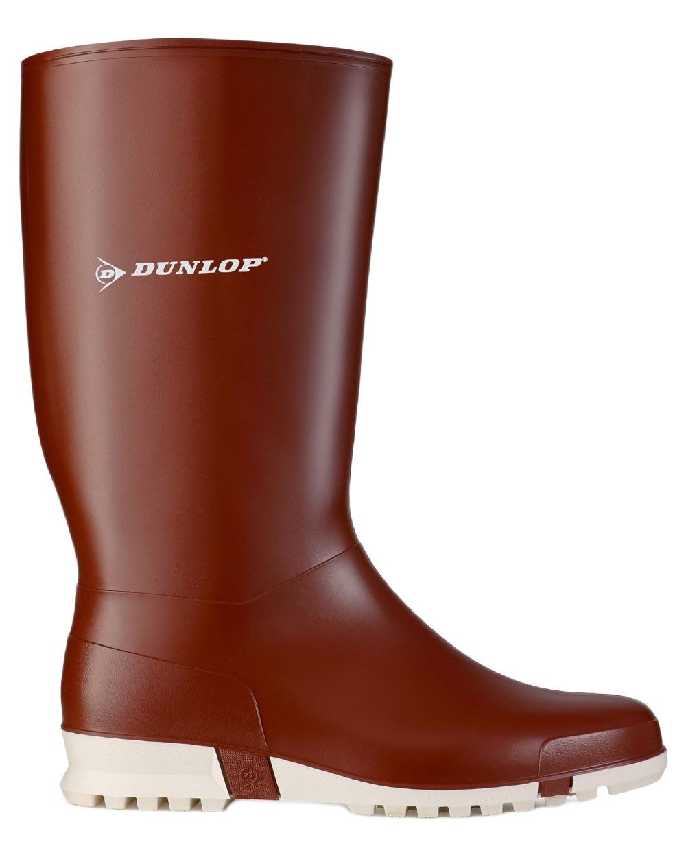 Burgundy White coloured Dunlop Sport Wellingtons on white background
