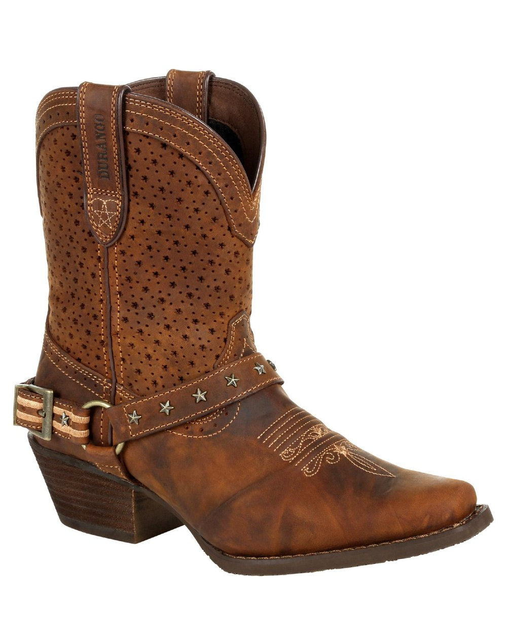 Bomber Brown coloured Durango Crush Shortie Boots on white background