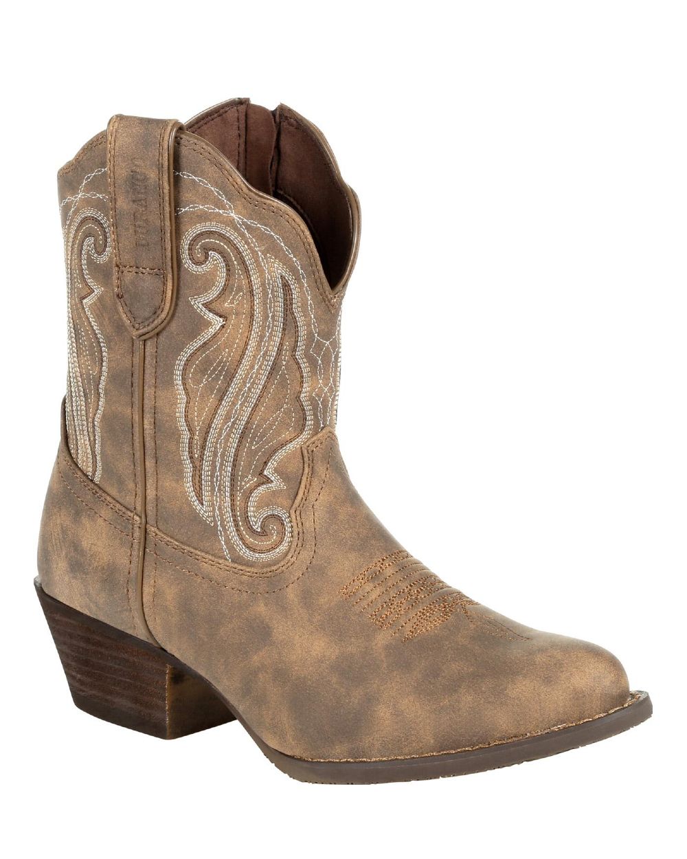 Driftwood coloured Durango Crush Shortie Boots on white background