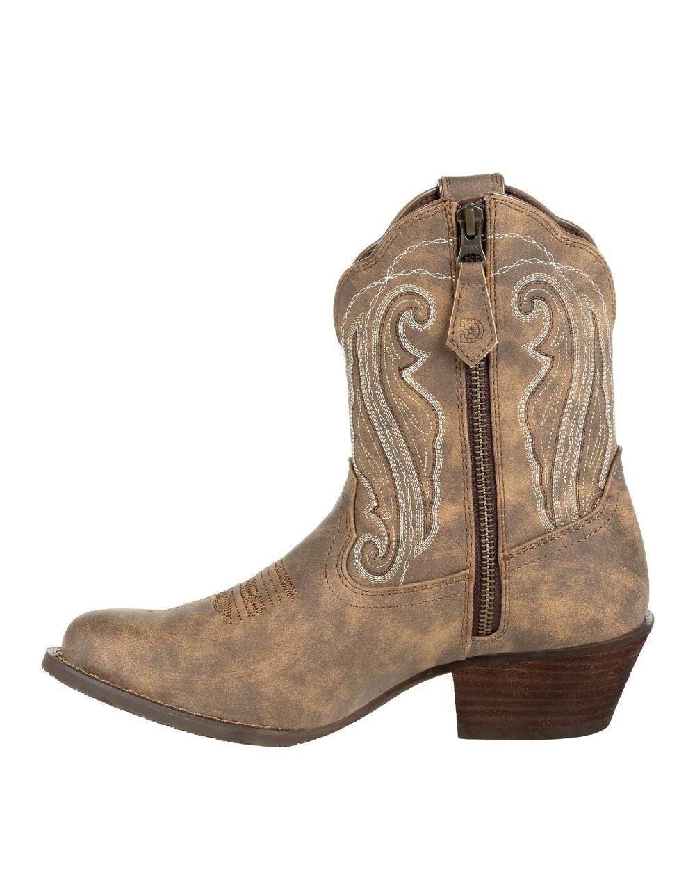 Driftwood coloured Durango Crush Shortie Boots on white background