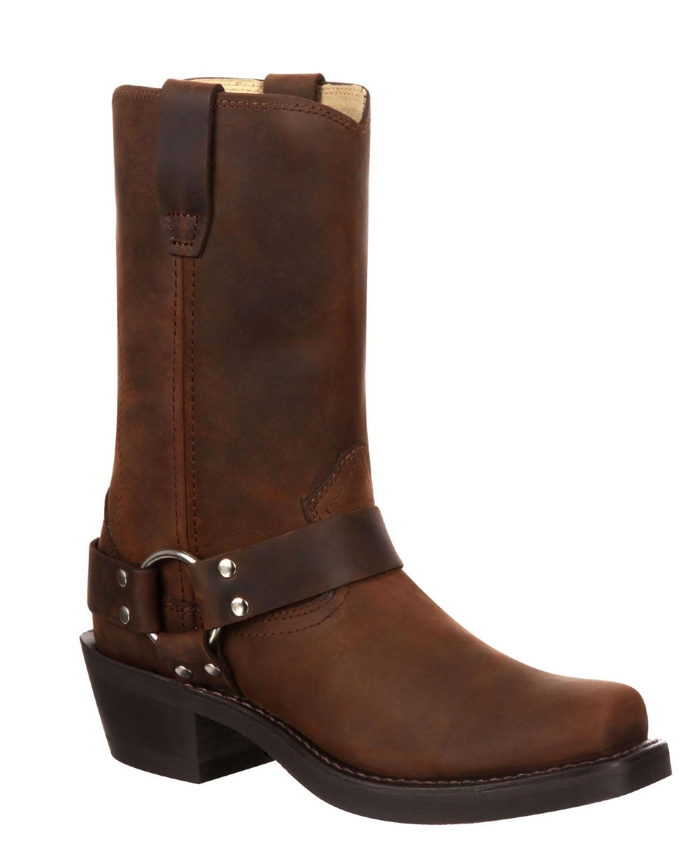 Distressed Brown coloured Durango Mens Harness Boots on white background