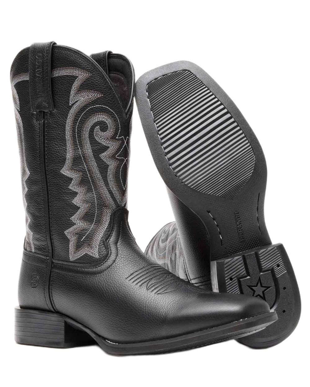 Black coloured Durango Mens Westward Western Cowboy Boots on white background