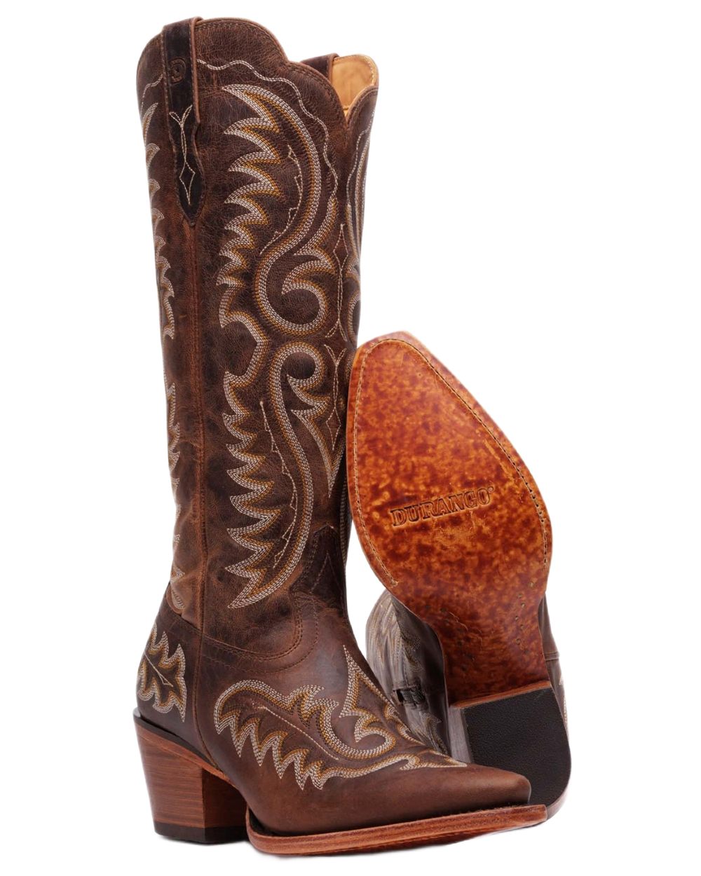 Driftwood coloured Durango Womens Crush Tall Western Boots on white background