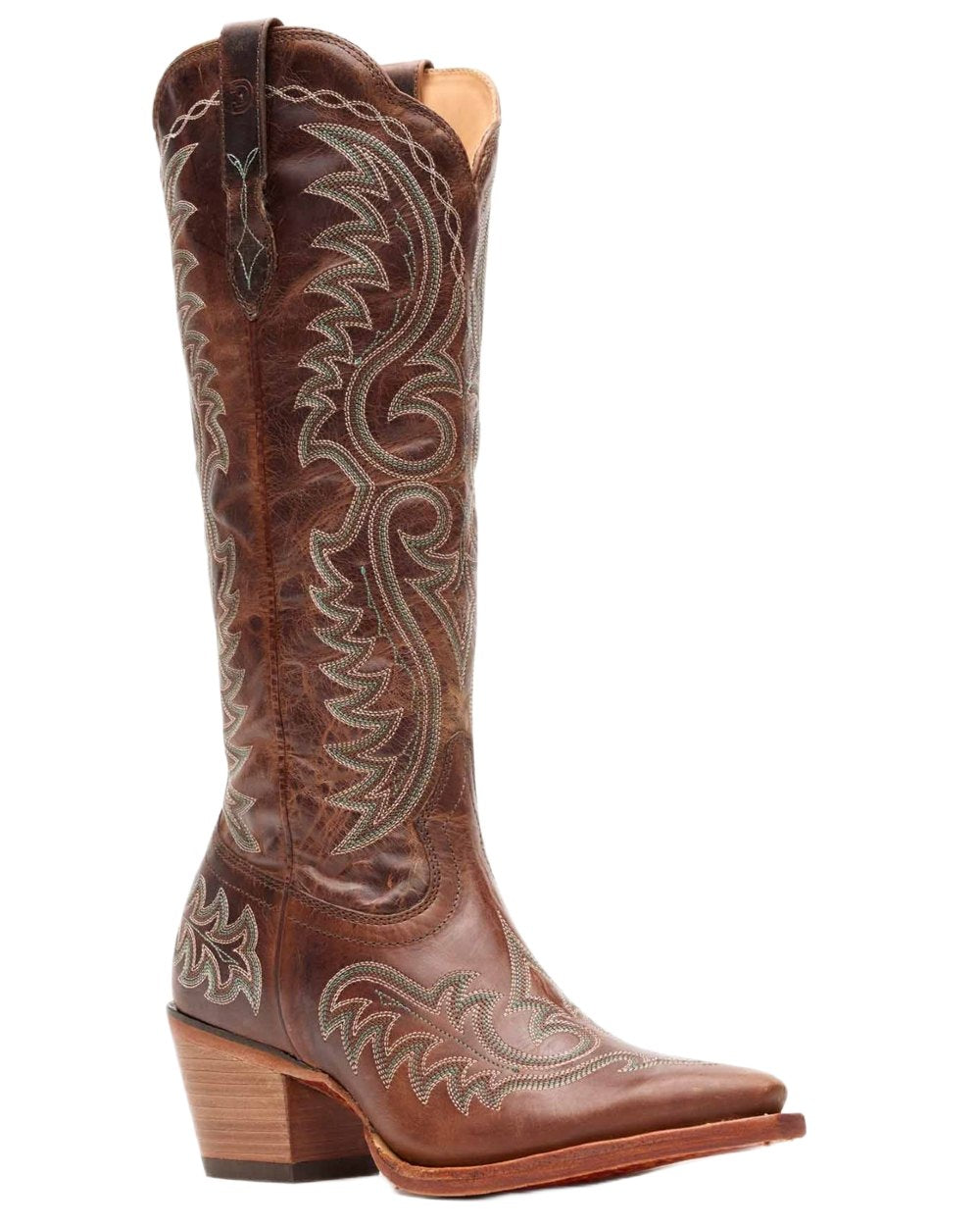 Mahogany coloured Durango Womens Crush Tall Western Boots on white background