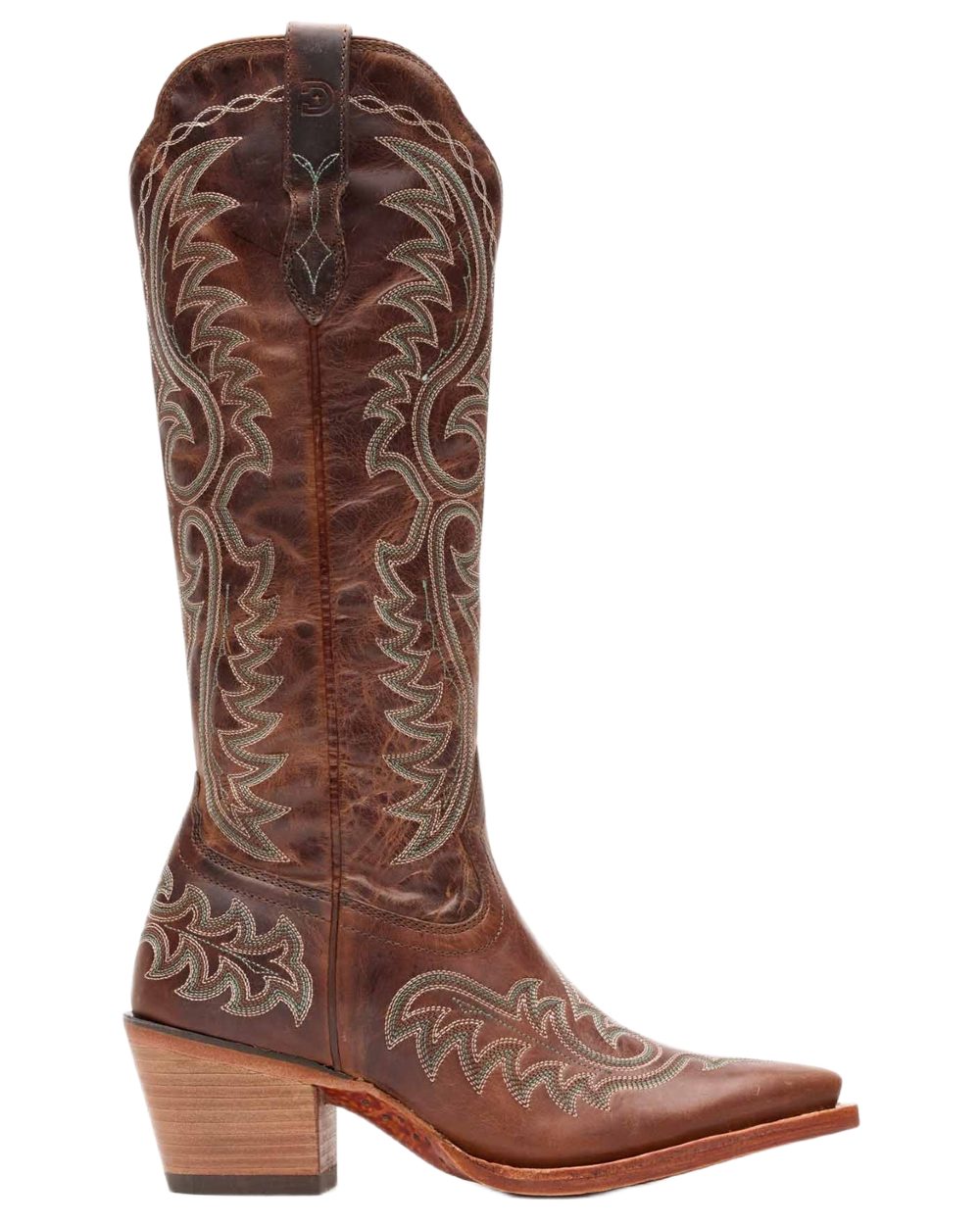 Mahogany coloured Durango Womens Crush Tall Western Boots on white background