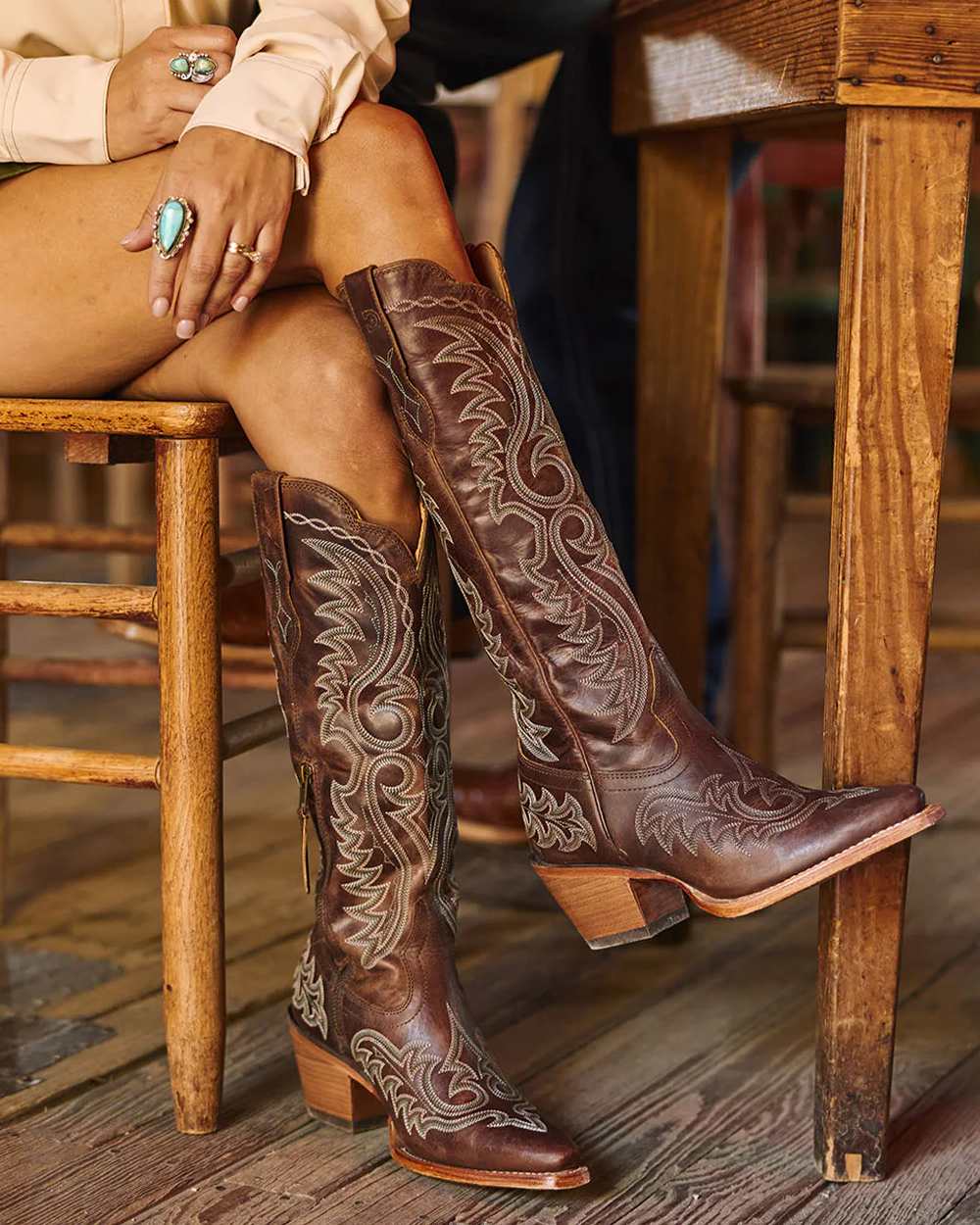 Mahogany coloured Durango Womens Crush Tall Western Boots on outdoor background