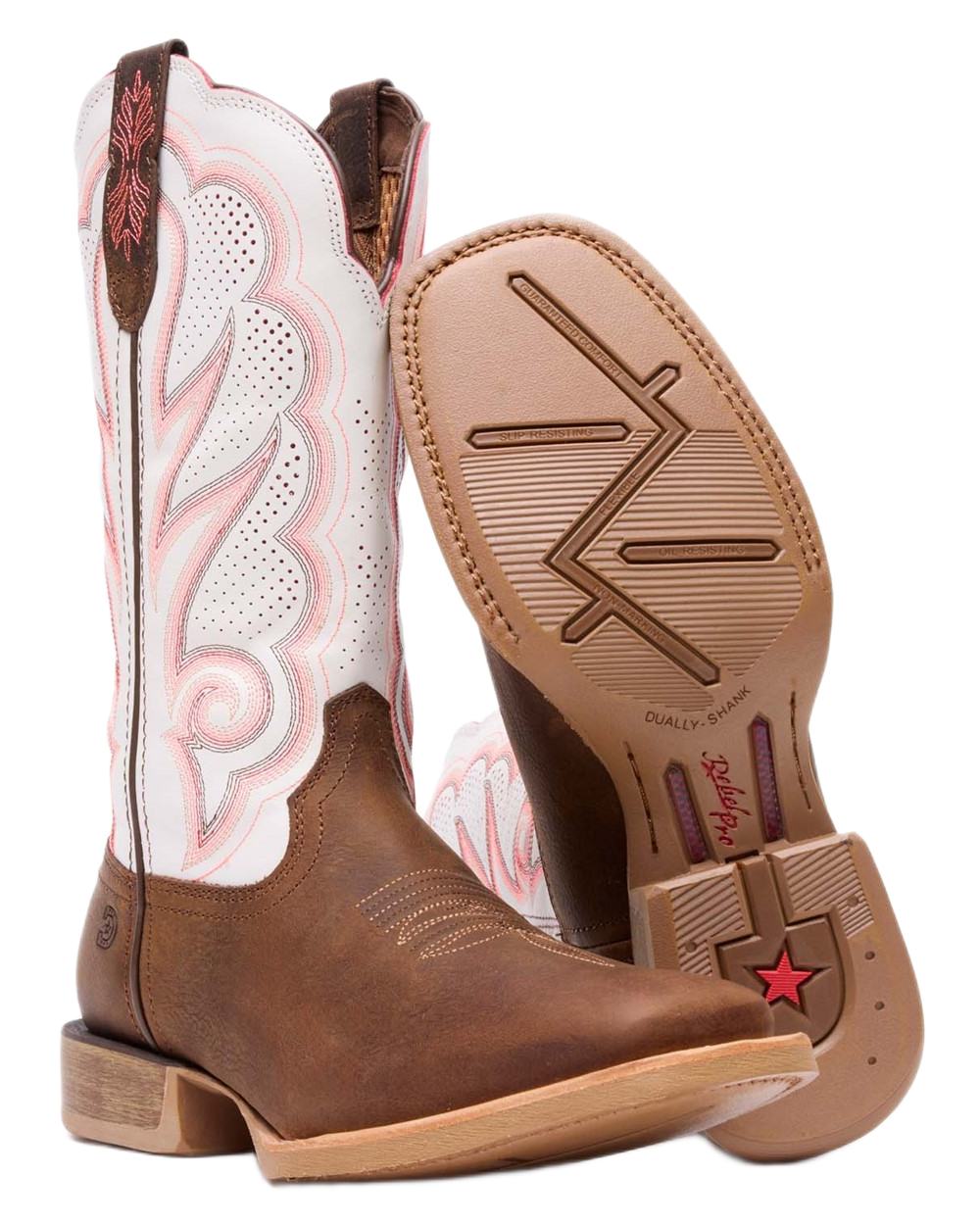 Trail Brown White coloured Durango Womens Rebel Pro Western Boots on white background