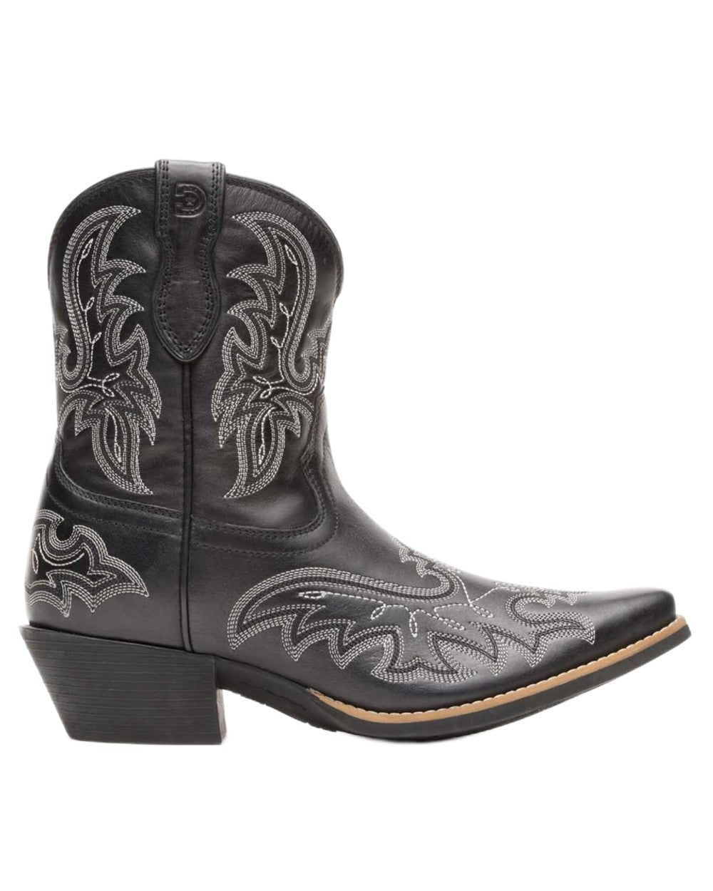 Polished Black Onyx coloured Durango Womens Shyloh Pony Boots on white background