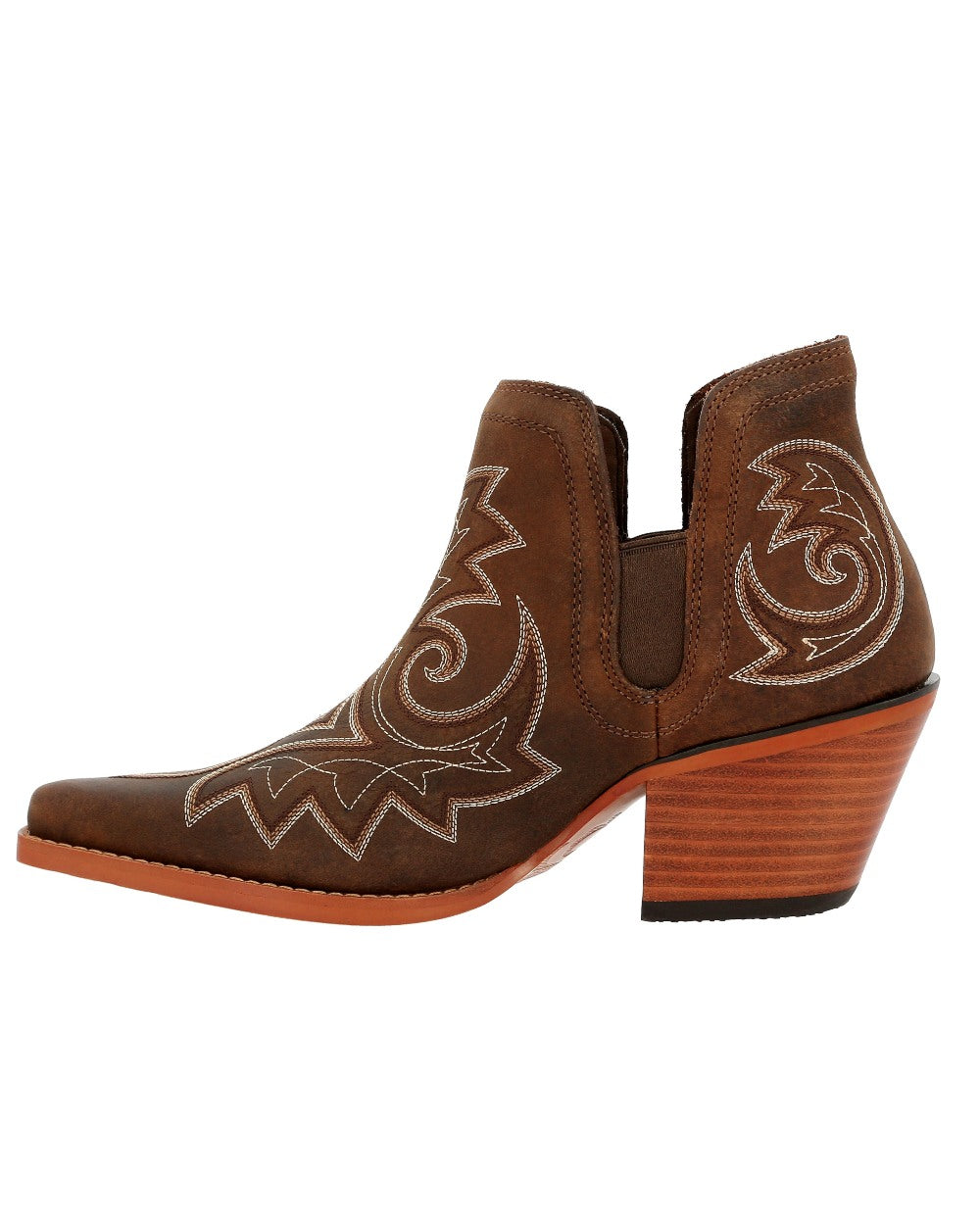 Coffee coloured Durango Womens Crush Western Fashion Booties on white background