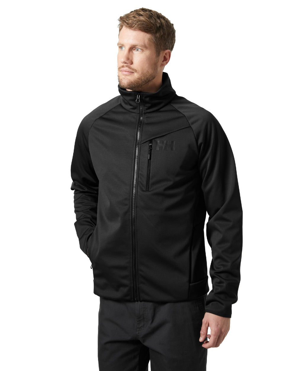 Ebony coloured Helly Hansen Mens HP Windproof Fleece 2.0 on white background