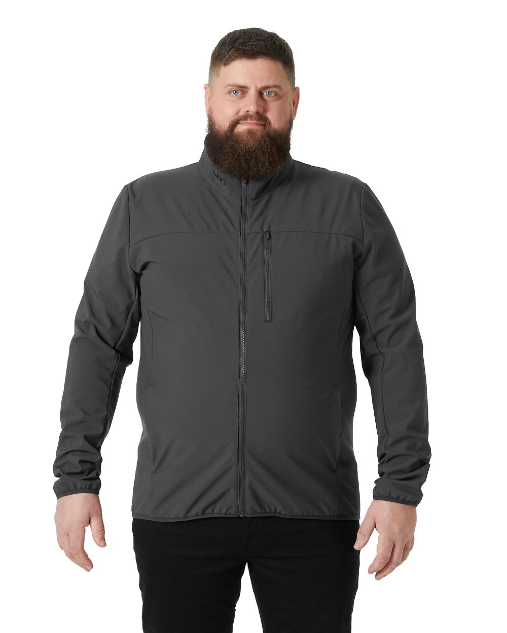 Ebony coloured Helly Hansen Mens Crew Softshell Jacket 2.0 on white background