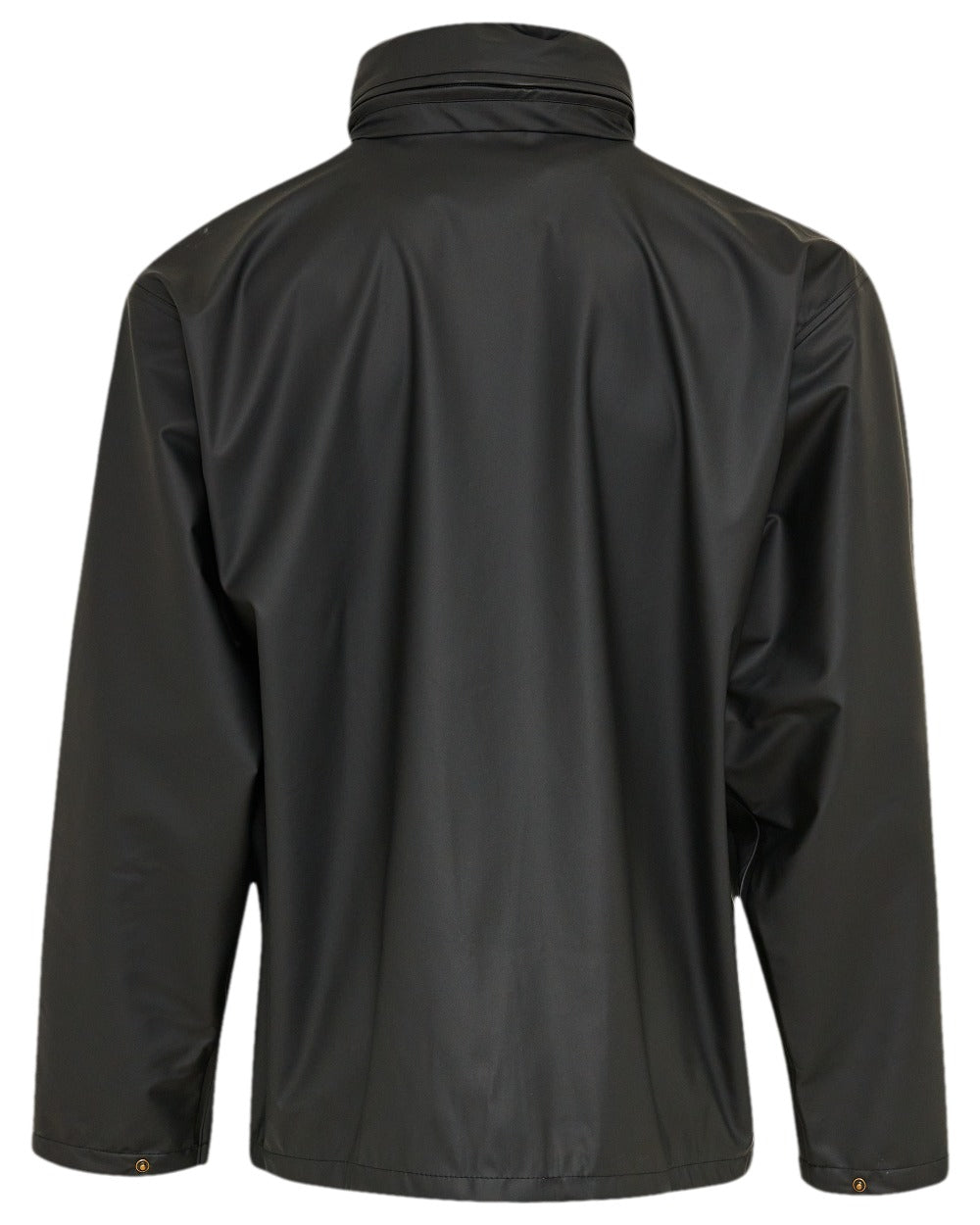Black Coloured Elka Mens Dry Zone PU Rain Jacket on white background