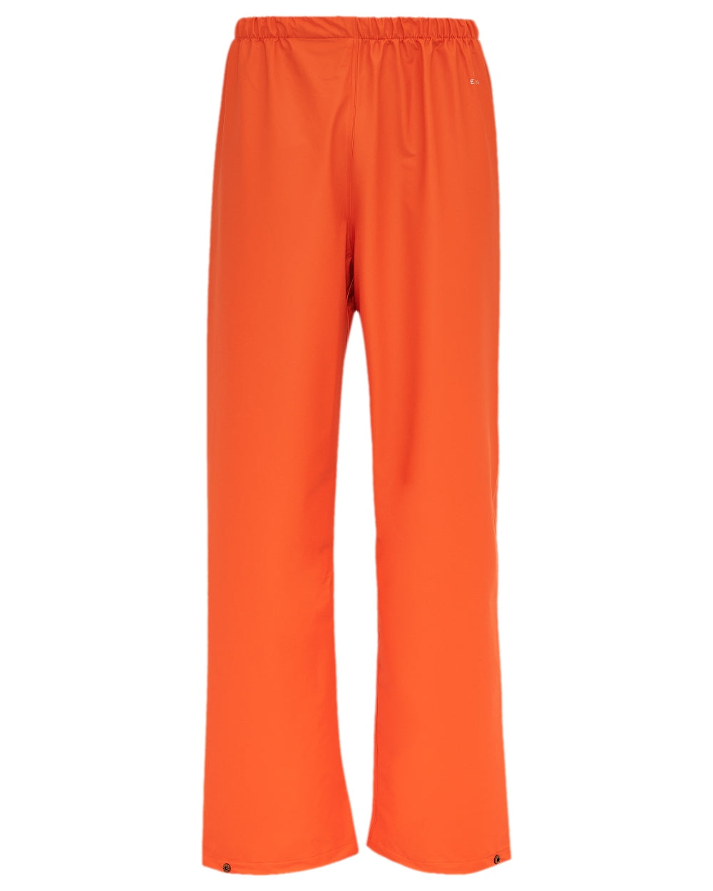 Orange Coloured Elka Mens Dry Zone PU Rain Trousers on white background