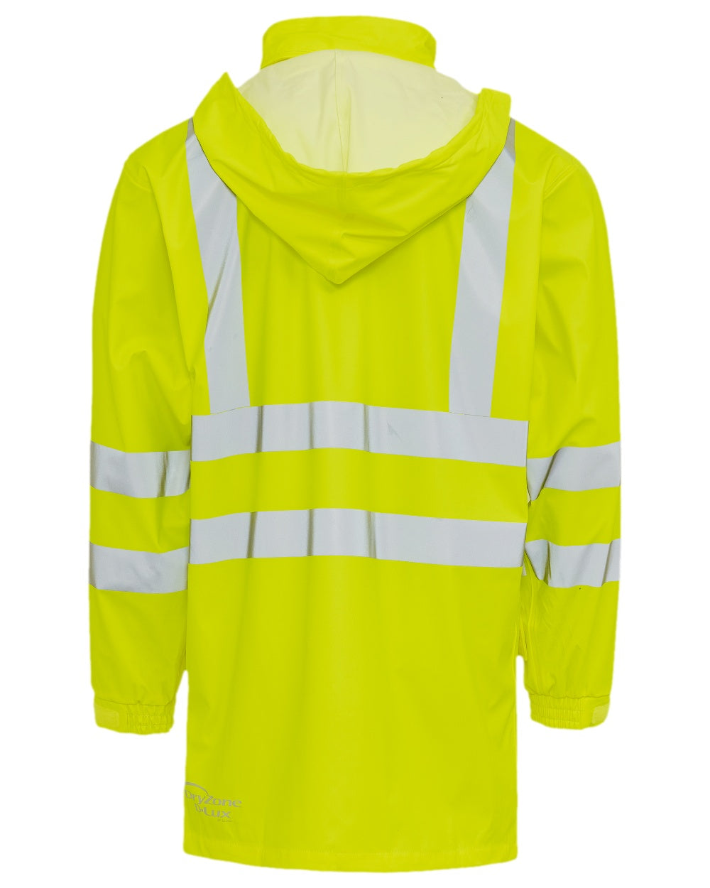 Fluorescent Yellow Coloured Elka Mens Dry Zone Visible Jacket Extra Length on white background
