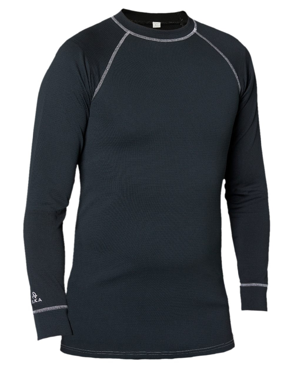 Black Coloured Elka Mens Crew Neck Thermal Base Layer on white background