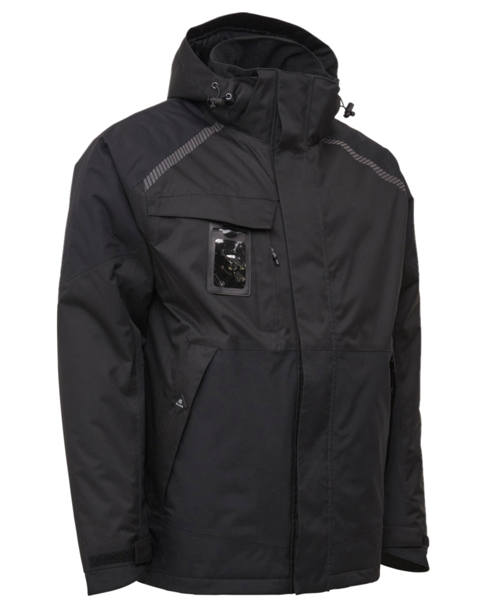 Black Coloured Elka Mens Working Xtreme Stretch Winter Jacket on white background