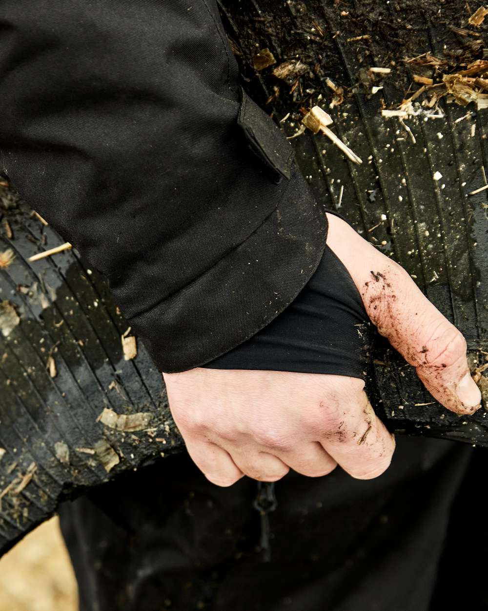 Black Fluorescent Yellow Coloured Elka Mens Working Xtreme Winter Thermal Coverall With Recycled Padding on blurry background