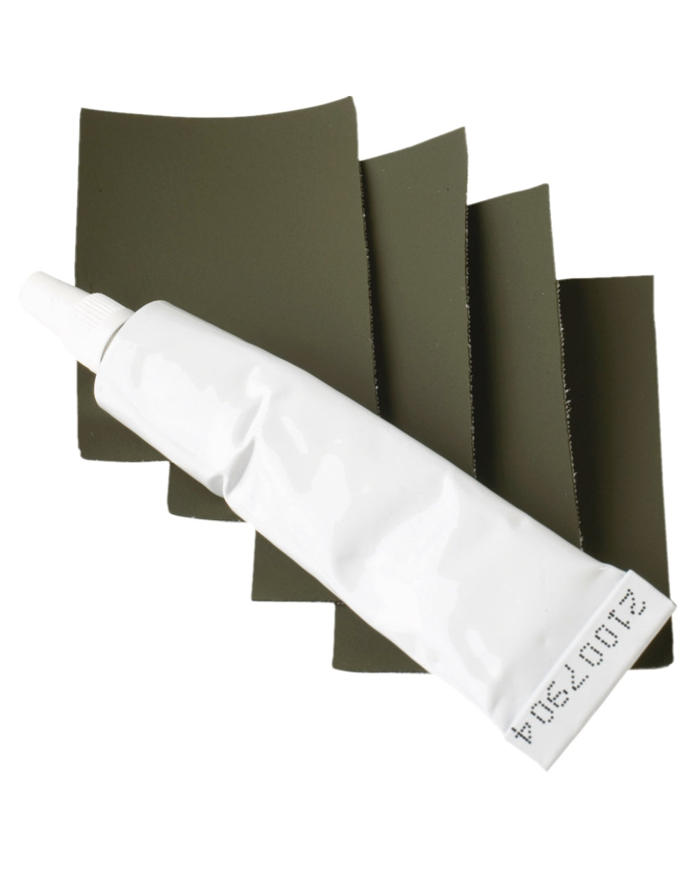 Olive Coloured Elka Repair Kit on white background