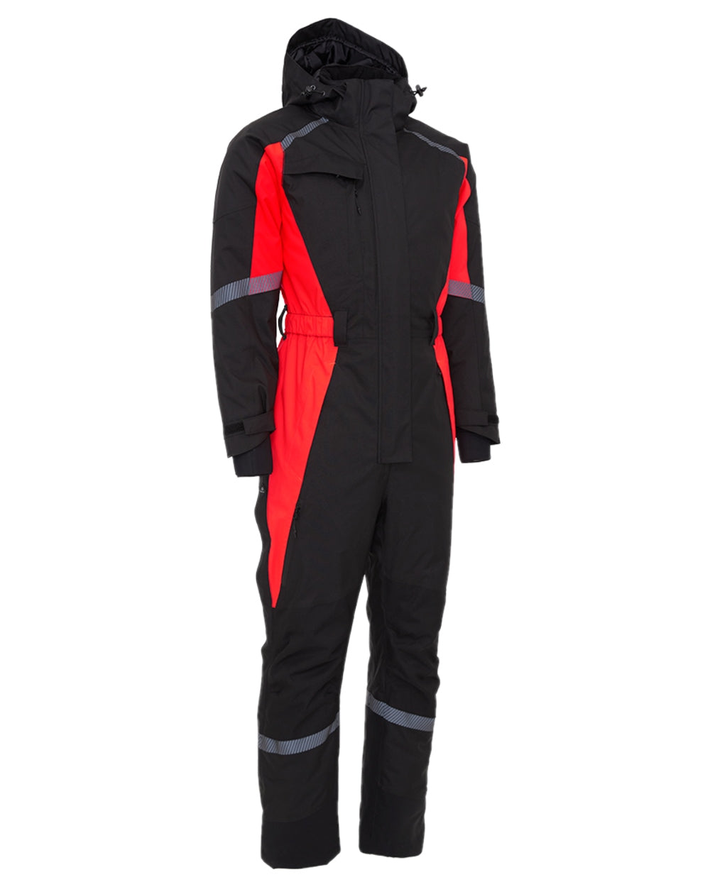 Black Red Coloured Elka Womens Working Xtreme Winter Thermal Coverall With Recycled Padding on white background