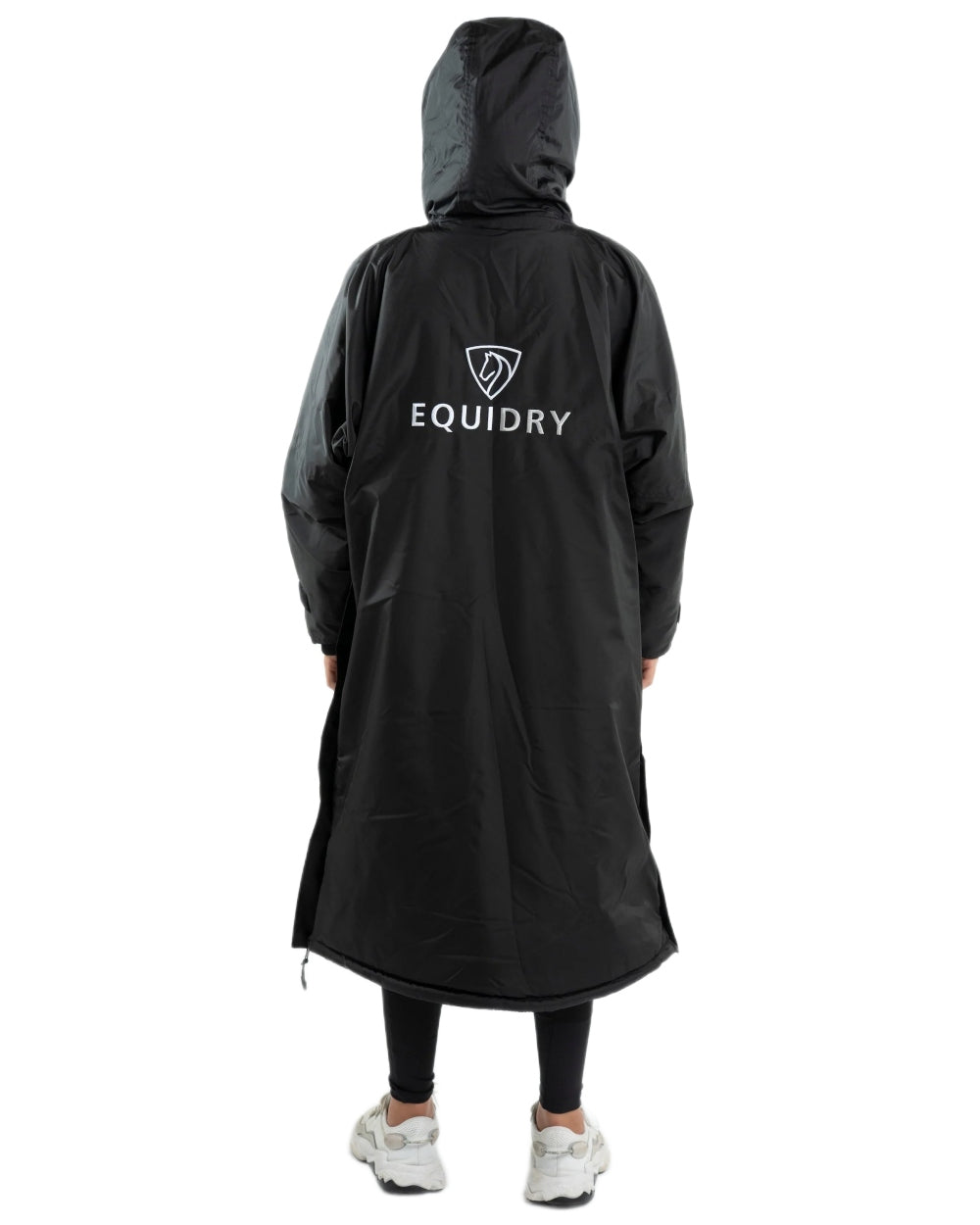 Black Coloured Equidry Childrens Evolution Thick Fleece Hood on white background