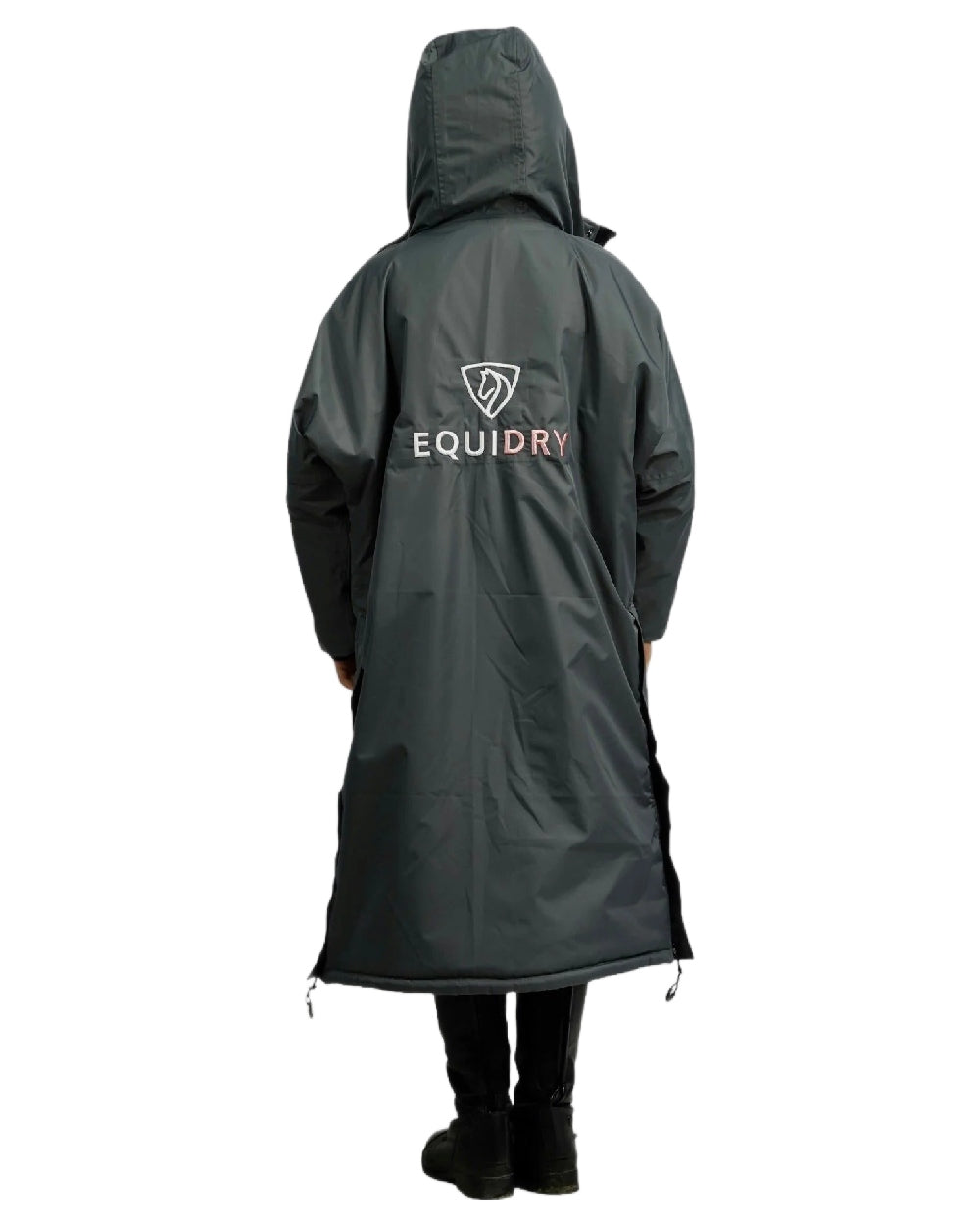 Grey Pale Pink Coloured Equidry Childrens Evolution Thick Fleece Hood on white background