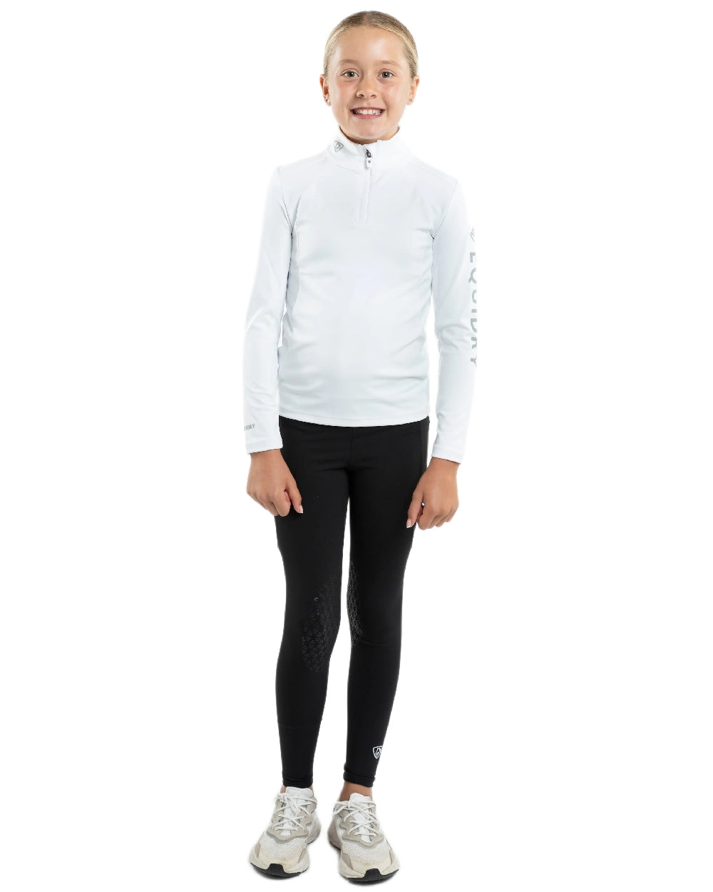 White Reflective Grey Coloured Equidry Childrens Water Repellent Base Layer on white background