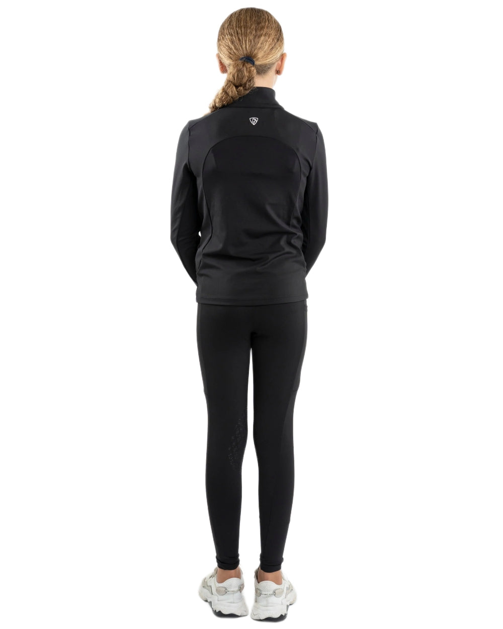 Black White Coloured Equidry Childrens Water Repellent Knee Grip Leggings on white background