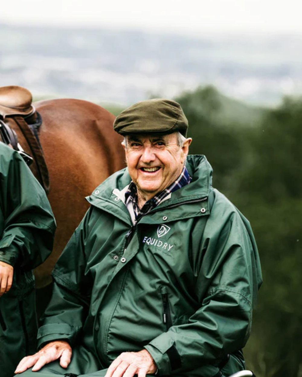 Black Forest Green coloured Equidry Mens Equimac Evolution Jacket on outdoor background