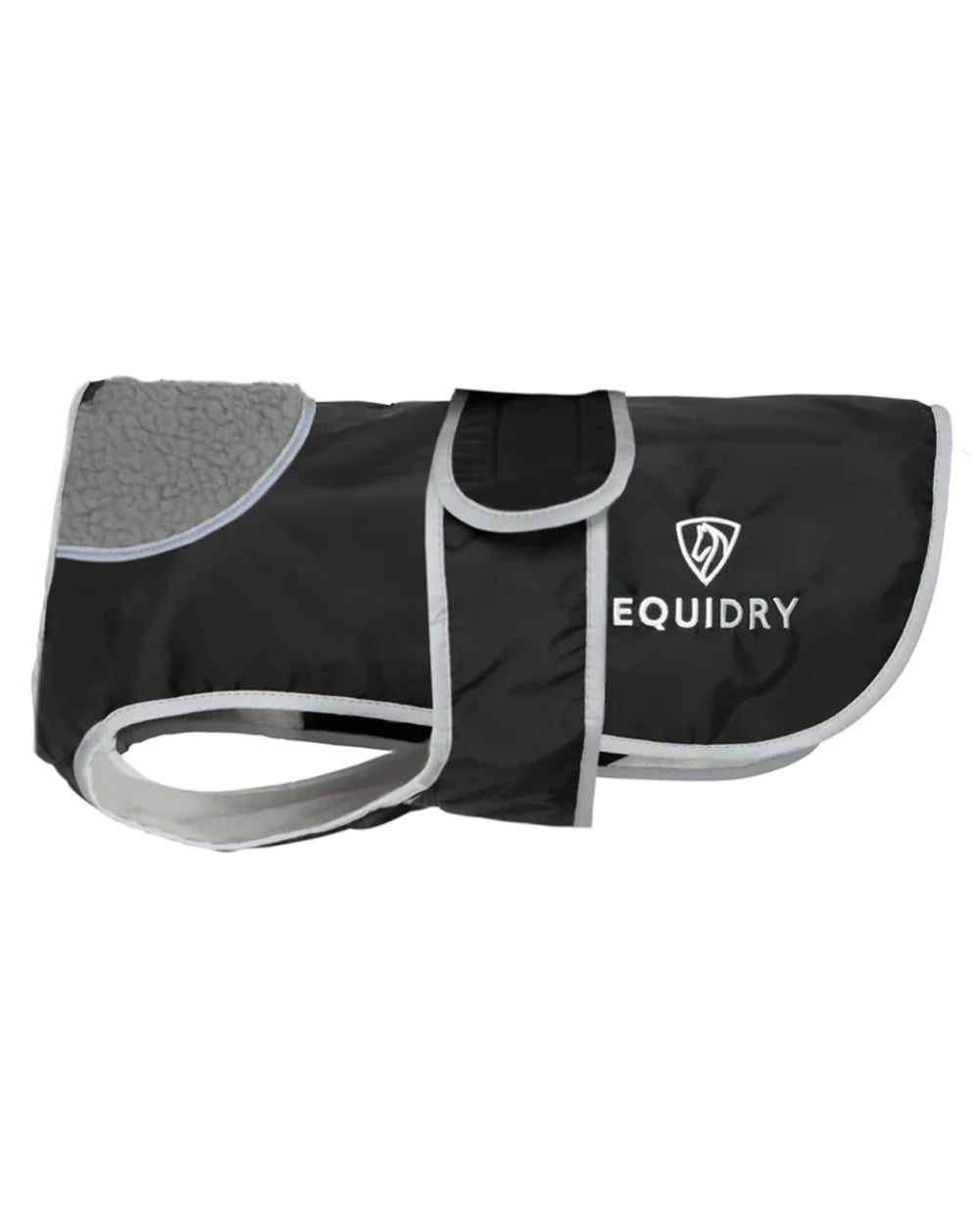 Black Grey coloured Equidry Microfibre Fleece Waterproof Dog Coat on white background