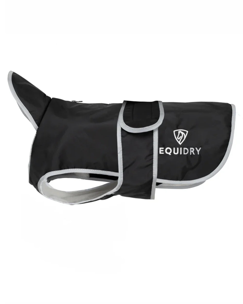 Black Grey coloured Equidry Microfibre Fleece Waterproof Dog Coat on white background