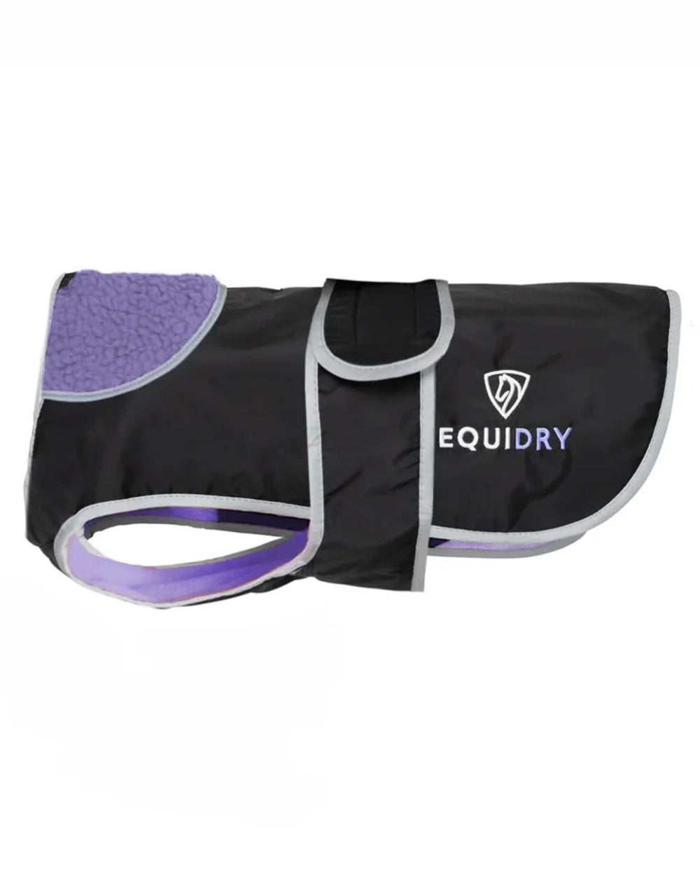 Black Lilac coloured Equidry Microfibre Fleece Waterproof Dog Coat on white background