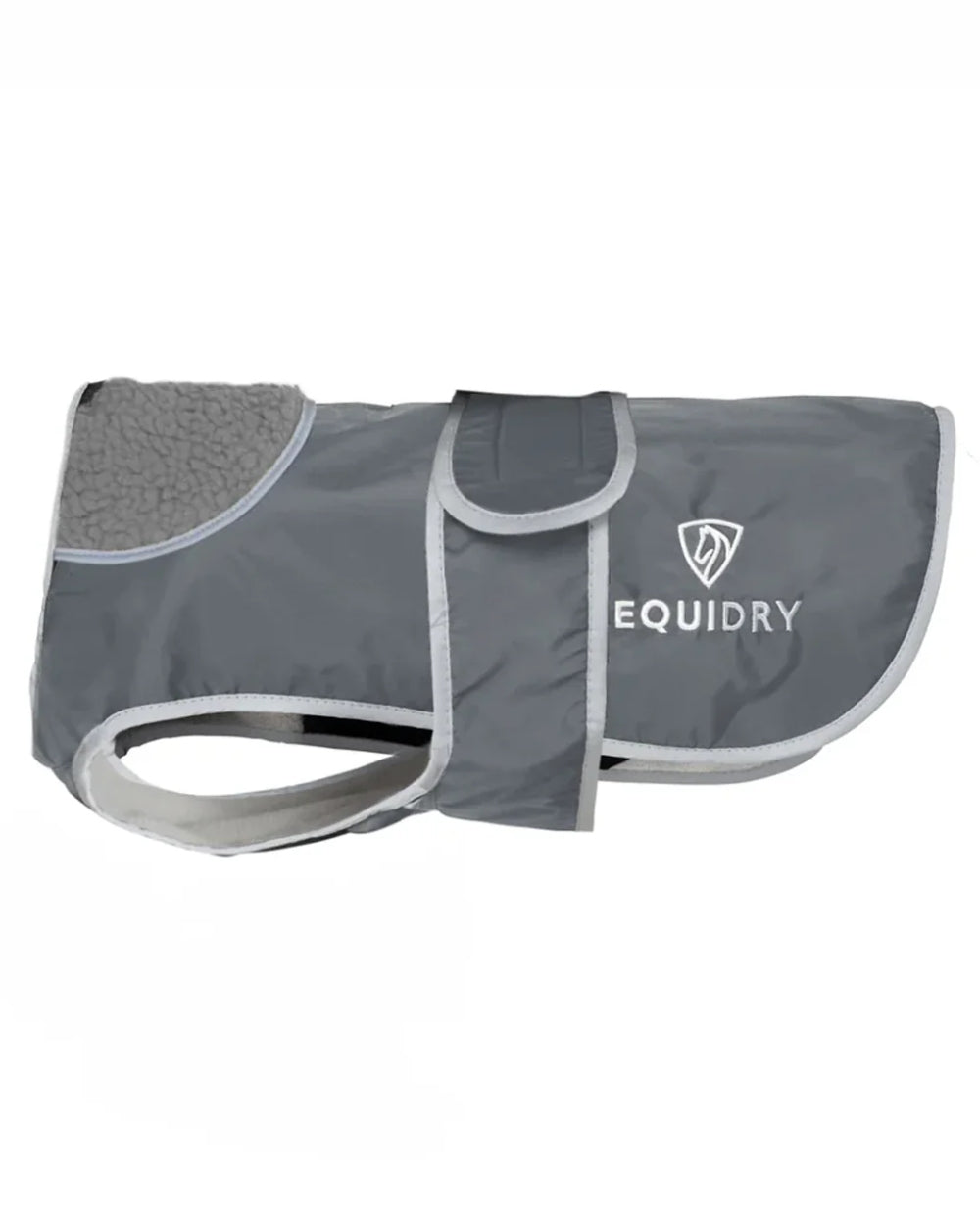 Charcoal Grey coloured Equidry Microfibre Fleece Waterproof Dog Coat on white background