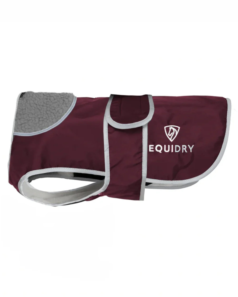 Plum Charcoal coloured Equidry Microfibre Fleece Waterproof Dog Coat on white background
