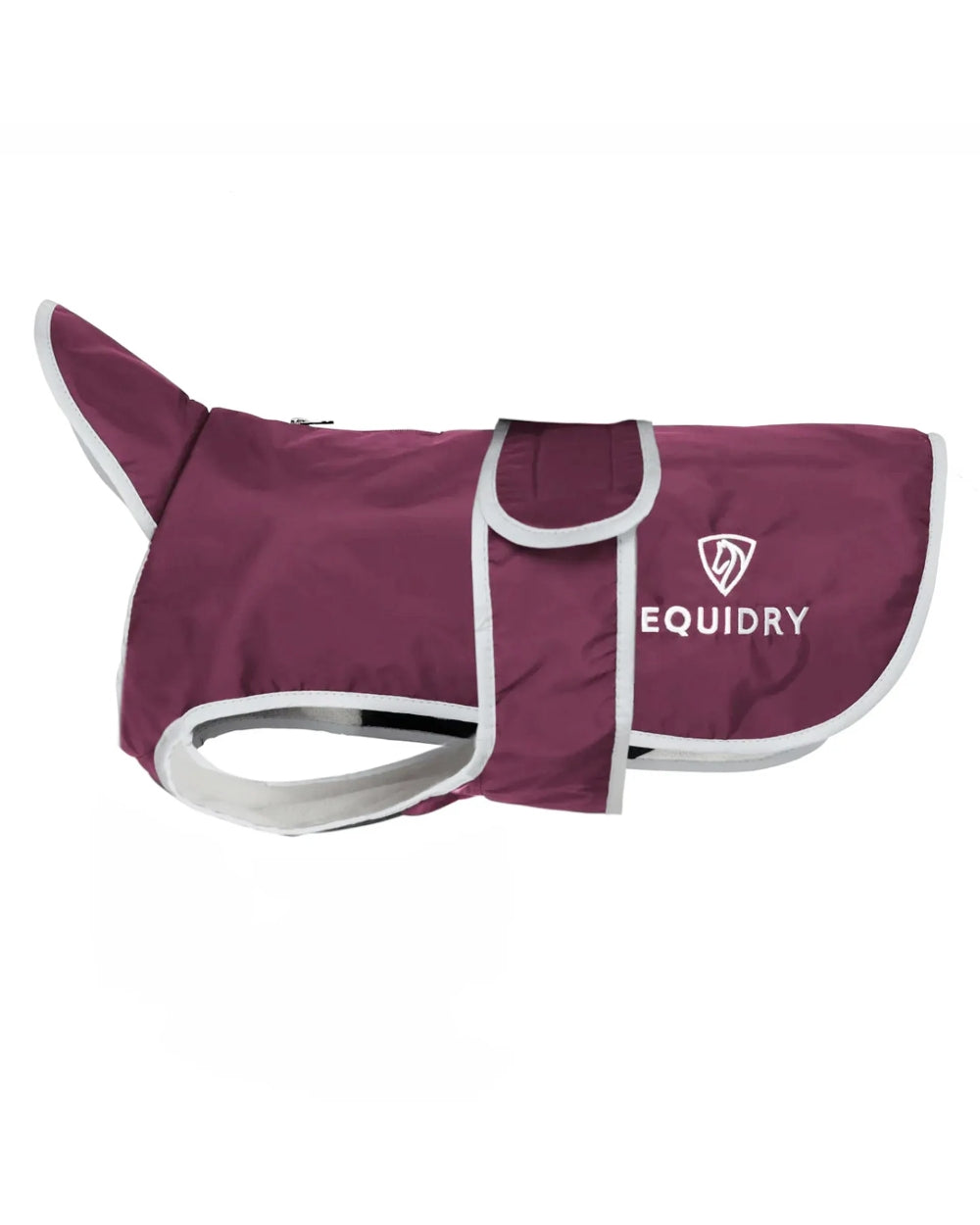 Plum Grey coloured Equidry Microfibre Fleece Waterproof Dog Coat on white background